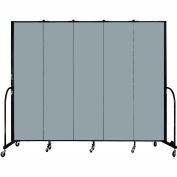 Screenflex 5 Panel Portable Room Divider, 7'4"H x 9'5"L, Fabric Color: Grey Stone