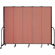Screenflex 5 Panel Portable Room Divider, 7'4"H x 9'5"W, Fabric Color: Cranberry