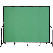 Screenflex 5 Panel Portable Room Divider, 7'4"H x 9'5"L, Fabric Color: Sea Green