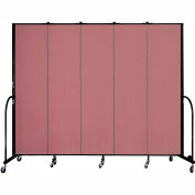 Screenflex 5 Panel Portable Room Divider, 7'4"H x 9'5"L, Fabric Color: Mauve