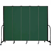 Screenflex 5 Panel Portable Room Divider, 7'4"H x 9'5"L, Fabric Color: Green