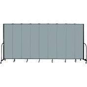 Screenflex 9 Panel Portable Room Divider, 7'4"H x 16'9"L, Fabric Color: Grey Stone