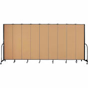 Screenflex 9 Panel Portable Room Divider, 7'4"H x 16'9"W, Fabric Color: Sand