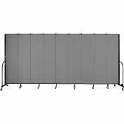 Screenflex 9 Panel Portable Room Divider, 7'4"H x 16'9"W, Fabric Color: Grey