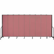 Screenflex 9 Panel Portable Room Divider, 7'4"H x 16'9"L, Fabric Color: Mauve