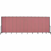 Screenflex 13 Panel Portable Room Divider, 8'H x 24'1"L, Fabric Color: Rose