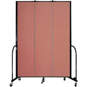 Screenflex 3 Panel Portable Room Divider, 8'H x 5'9"L, Fabric Color: Cranberry