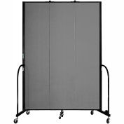 Screenflex 3 Panel Portable Room Divider, 8'H x 5'9"W, Fabric Color: Grey