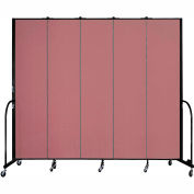 Screenflex 5 Panel Portable Room Divider, 8'H x 9'5"L, Fabric Color: Rose