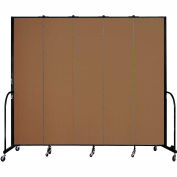 Screenflex 5 Panel Portable Room Divider, 8'H x 9'5"W, Fabric Color: Walnut