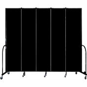 Screenflex 5 Panel Portable Room Divider, 8'H x 9'5"L, Fabric Color: Charcoal Black