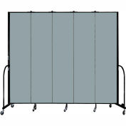 Screenflex 5 Panel Portable Room Divider, 8'H x 9'5"W, Fabric Color: Grey Stone