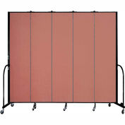 Screenflex 5 Panel Portable Room Divider, 8'H x 9'5"L, Fabric Color: Cranberry