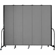 Screenflex 5 Panel Portable Room Divider, 8'H x 9'5"W, Fabric Color: Grey