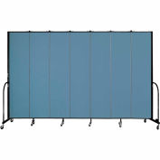 Screenflex 7 Panel Portable Room Divider, 8'H x 13'1"W, Fabric Color: Blue