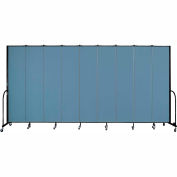 Screenflex 9 Panel Portable Room Divider, 8'H x 16'9"W, Fabric Color: Blue