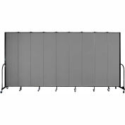 Screenflex 9 Panel Portable Room Divider, 8'H x 16'9"W, Fabric Color: Grey