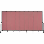 Screenflex 9 Panel Portable Room Divider, 8'H x 16'9"L, Fabric Color: Mauve