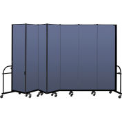 Screenflex 7 Panel Heavy Duty Portable Room Divider - 7' 4"H x 13' 1"L - Fabric Color: Blue