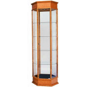 Hexagon Tower Display W/Crown Molding 6813VML, Medium Oak, 24"L X 20"W