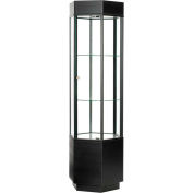 Hexagon Black Tower Display W/Tall Base BKSH, Satin Black, 23.5"L X 20"W