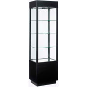 Rectangular Black Tower Display W/Tall Base BKSR, Satin Black, 22"L X 17"W