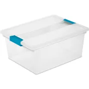 IDL Packaging 14-Gallon Industrial Plastic Tote with Hinged Lids, Blue,  Pack of 1 - Heavy-Duty Large 22 L x 15 W x 12 H Container for  Warehouses