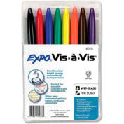Sanford® Vis-a-Vis Wet-Erase Overhead Transparency Marker, Fine, Assorted Ink, 8/Set