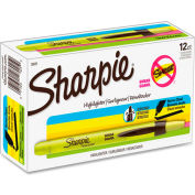 Sharpie® Accent Retractable Highlighter, Narrow Chisel Tip, Fluorescent Yellow Ink, Dozen