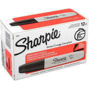 Sharpie® Permanent Marker, Chisel, Black Ink, Anti-Roll Barrel - Pkg Qty 12