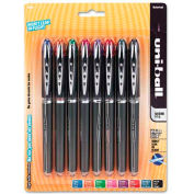 Sanford® Vision Elite Rollerball Pen, Refillable, 0.5mm, Black Barrel, Assorted Ink, 8/Pack