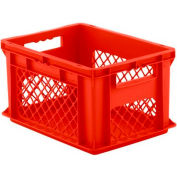 SSI Schaefer Euro-Fix Solid Base/Mesh Sides Container EF4221 - 16" x 12" x 9", Red - Pkg Qty 12