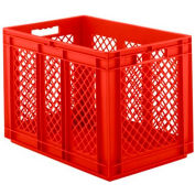 SSI Schaefer Euro-Fix Solid Base/Mesh Sides Container EF6421 - 24" x 16" x 17", Red - Pkg Qty 2