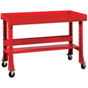Shure Mobile Teardown Workbench W/ C Channel Leg, Steel Square Edge, 72"W x 29"D, Red