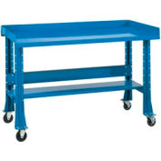 Shureshop® Portable Workbench, Butcher Block Square Edge, 60"Wx30"D, Blue