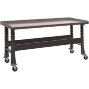 Trans Max Bench-Portable, Steel Top, 73-1/2"W x 34-1/4"D-Pewter Gray