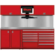 Shuretech Bench System w/ 2 Doors & 9 Drawers, 96"W x 29"D x 80"H, Red