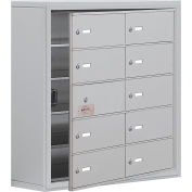 Cell Phone Locker with Access Panel 19158-10ASK - Surface Mounted, Keyed Locks, 10 B Doors, Aluminum