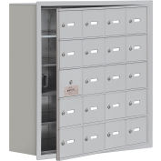 Cell Phone Locker with Access Panel 19158-20ARK - Recessed Mounted Keyed Locks, 20 A Doors, Aluminum
