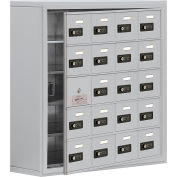 Cell Phone Locker with Access Panel 19158-20ASC - Surface Mounted, Combo Locks, 20 A Doors, Aluminum