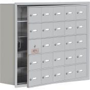 Cell Phone Locker with Access Panel 19158-25ARK - Recessed Mounted Keyed Locks, 25 A Doors, Aluminum