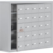 25 Door Welded Cell Phone Locker W/Keyed Locks, 37"Wx9-1/4"Dx31"H, Gray, Assembled