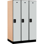 Salsbury Extra Wide Designer Wood Locker 21364 - Single Tier 3 Wide 15x24x72 Gray