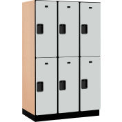 Salsbury Extra Wide Designer Wood Locker 22361 - Double Tier 3 Wide 15x21x36 Gray
