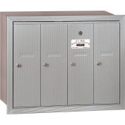 3500 Series 4B+ Vertical Mailbox, 4 Doors, Recessed Mounted, Aluminum, USPS Access