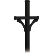 Deluxe Post 4372BLK - 2 Sided, In-Ground Mounted, for Roadside Mailboxes, Black
