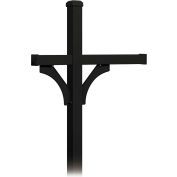 Deluxe Post 4373BLK - 2 Sided, In-Ground Mounted, for (3) Roadside Mailboxes, Black