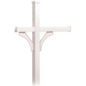 Deluxe Post 4373WHT - 2 Sided, In-Ground Mounted, for (3) Roadside Mailboxes, White