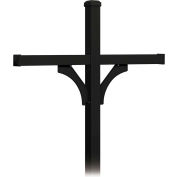 Deluxe Post 4374BLK - 2 Sided, In-Ground Mounted, for (4) Roadside Mailboxes, Black