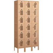 Salsbury Vented Metal Locker 76362 - Six Tier 3 Wide 12"W x 12"D x 12"H Tan Assembled
